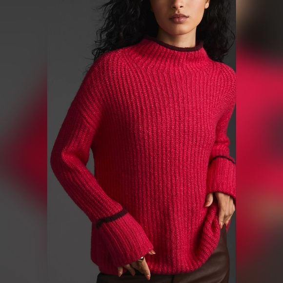 Maeve by Anthropologie Mock-Neck Color-Tipped Sweater Size M EUC - Picture 4 of 11